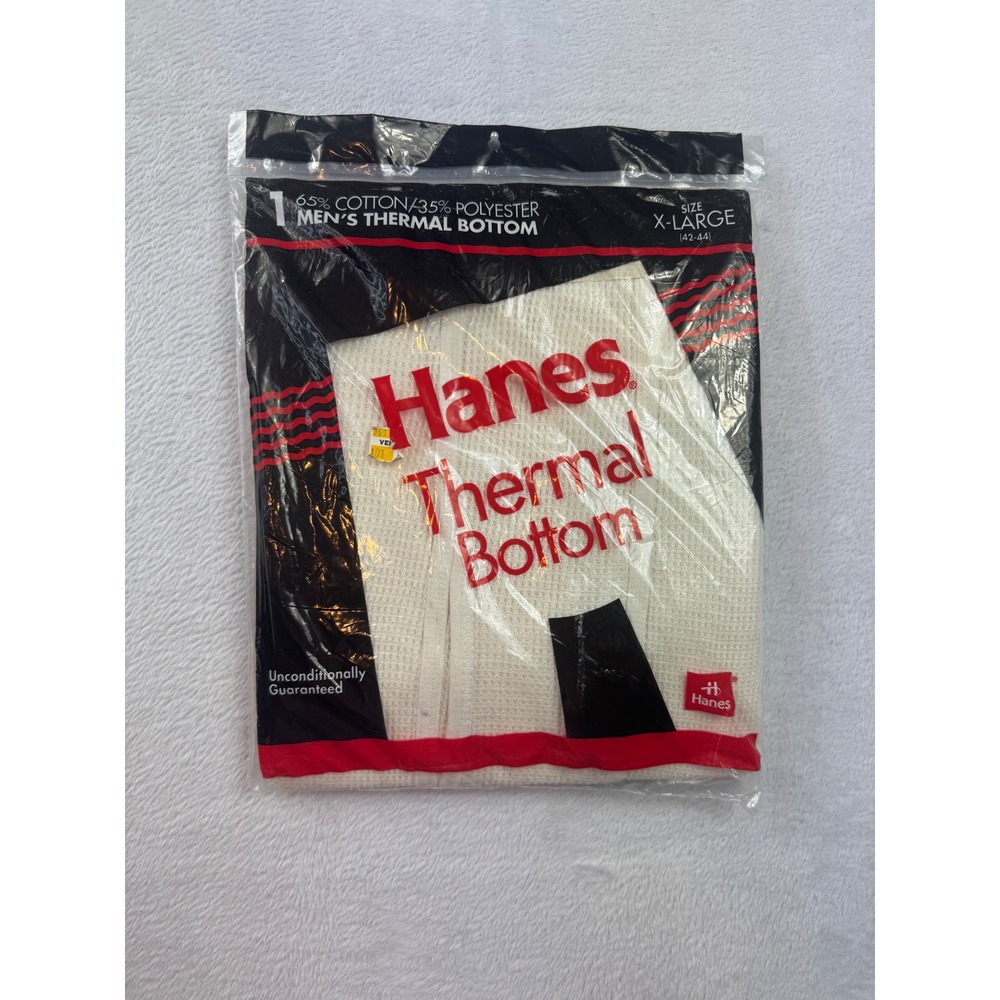 Vintage Hanes Mens Thermal‎ Bottom Waffle Knit Long Johns White XL Made in USA